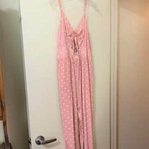 wild fable - White/Pink Polkadot Jumpsuit/Ronper